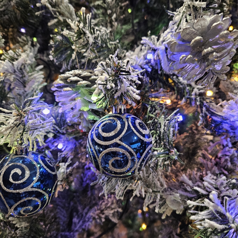 Blue and Silver Holiday Ornament Set